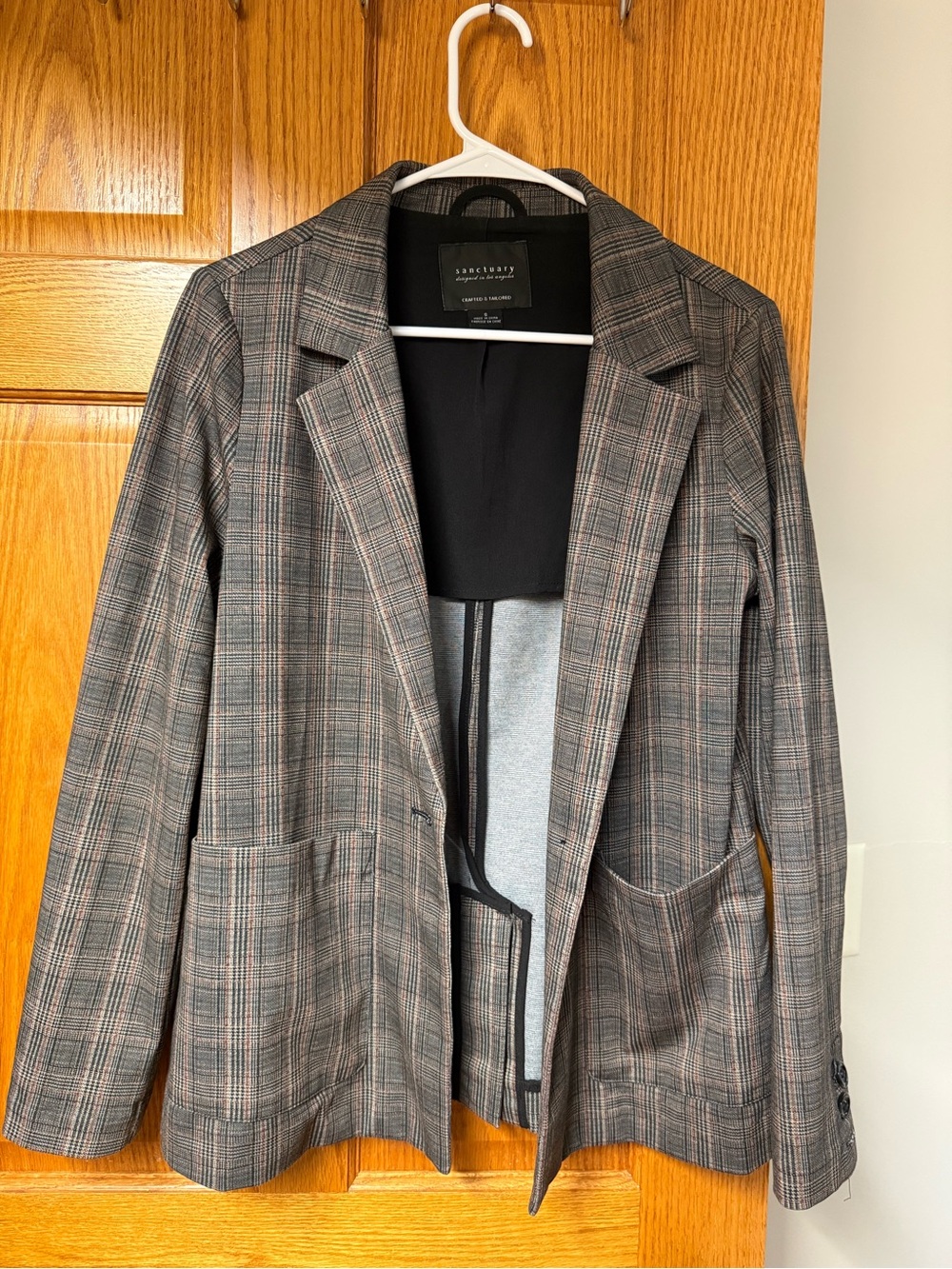 Sanctuary Plaid Sport Coat in Gray and Brown